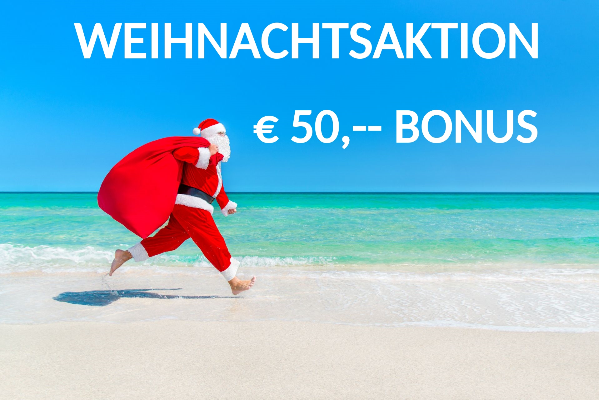Weihnachtsmann Strand 50 Euro Bonus